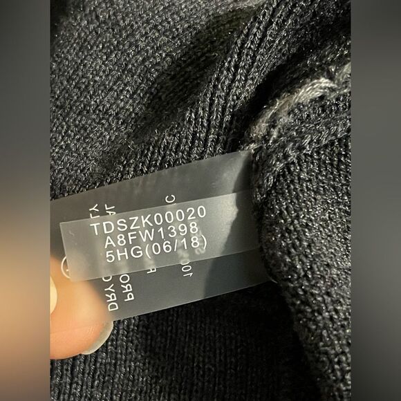 Womens Sweater Dress Size M Grey Black Ruffle Long Sleeve Tommy Hilfiger - Picture 8 of 8